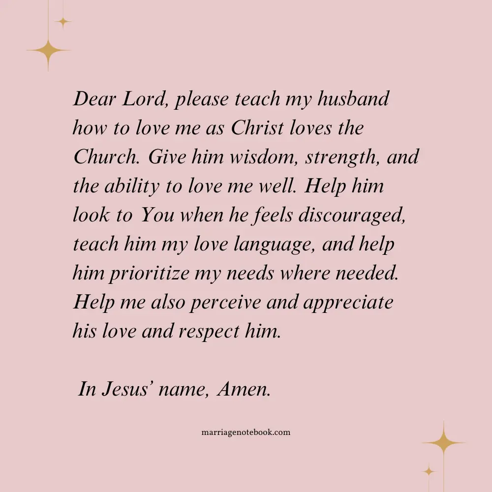 A prayer for your husband’s love for you